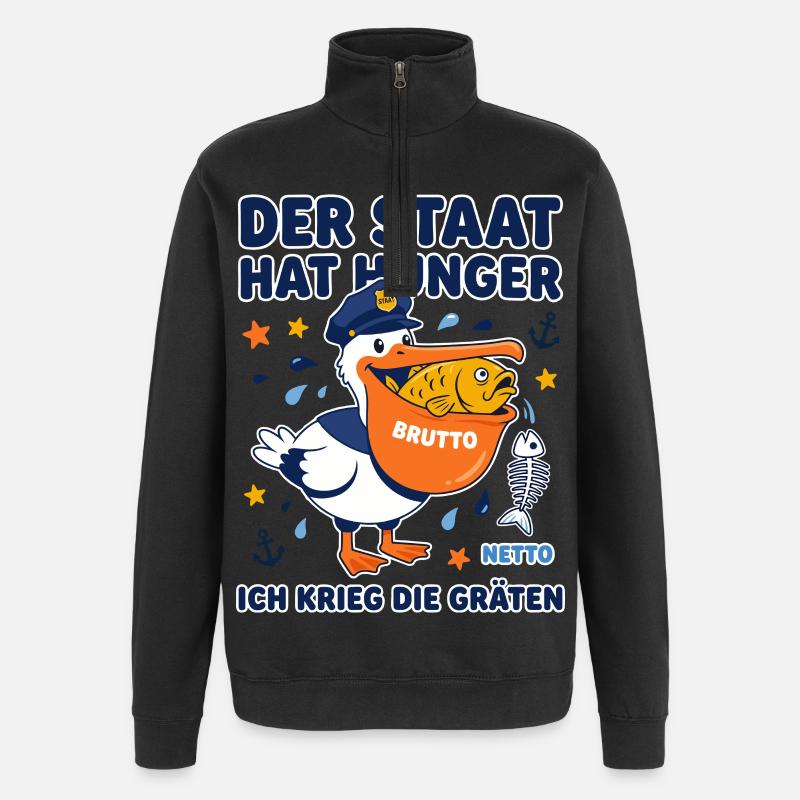 The state is hungry pelican - Quarter-Zip Sweatshirt - black