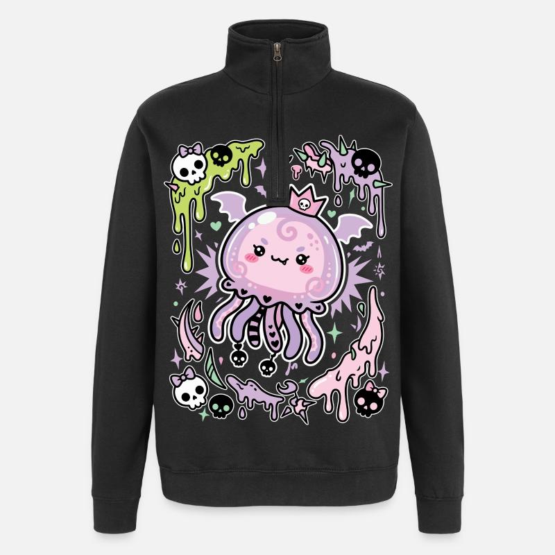 Esthétique de méduse fantôme pastel - Sweat à zip 1/4 - noir