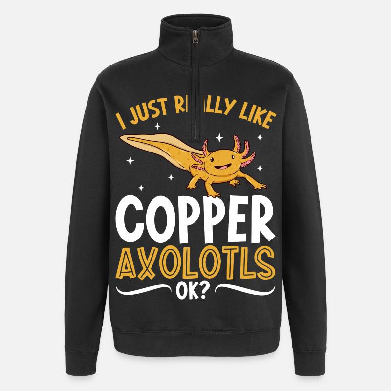 Ich liebe meinen Copper Axolotl - Quarter-Zip-Sweatshirt - Schwarz