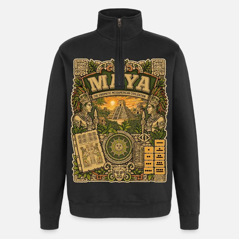 Maya-Zivilisation - Quarter-Zip-Sweatshirt - Schwarz