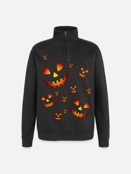 Kürbissen - Quarter-Zip-Sweatshirt - Schwarz