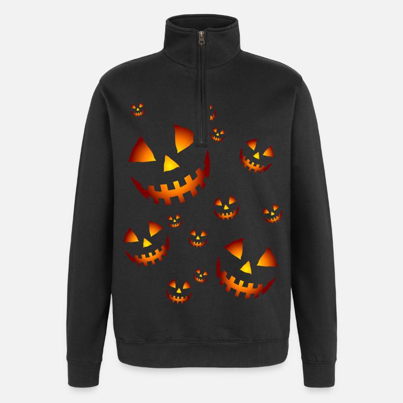 Pumpkins in the dark - Quarter-Zip-Sweatshirt - Schwarz
