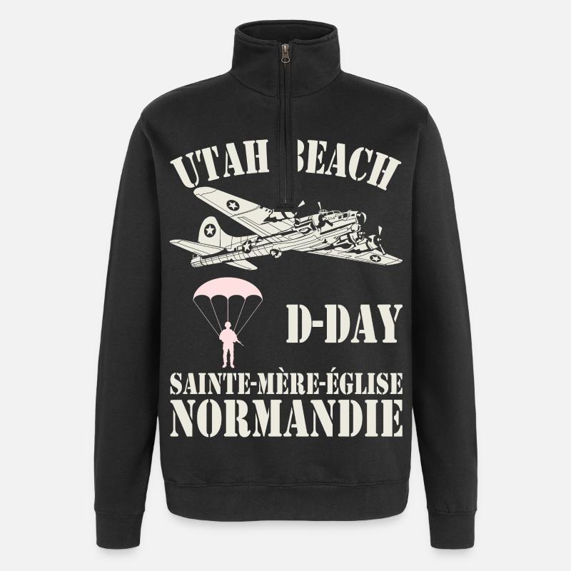 Utah Beach D-Day Sainte-Mère-Église - Sweat à zip 1/4 - noir