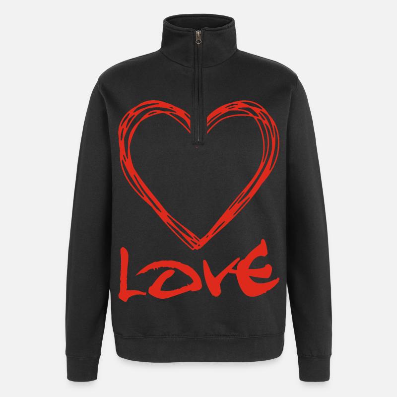 Coeur graffiti rouge - Sweat à zip 1/4 - noir