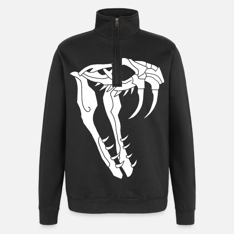 Crâne de serpent - Sweat à zip 1/4 - noir