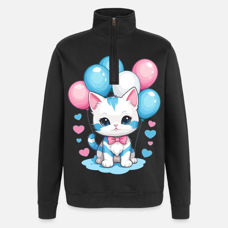 Mignon bébé chat - Sweat à zip 1/4 - noir