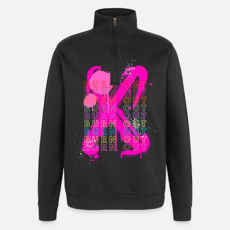 BURN OUT - Sweat à zip 1/4 - noir
