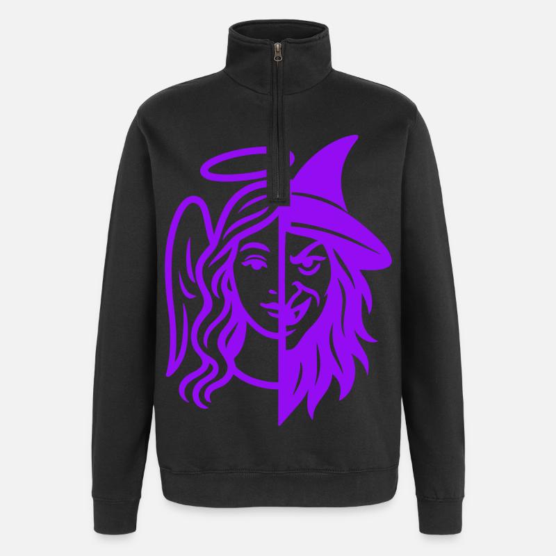 Silhouette Ange Sorcière Dualité - Sweat à zip 1/4 - noir