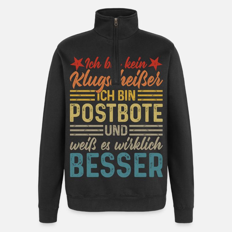 Postbote - Ich bin kein Klugscheißer - Quarter-Zip-Sweatshirt - Schwarz