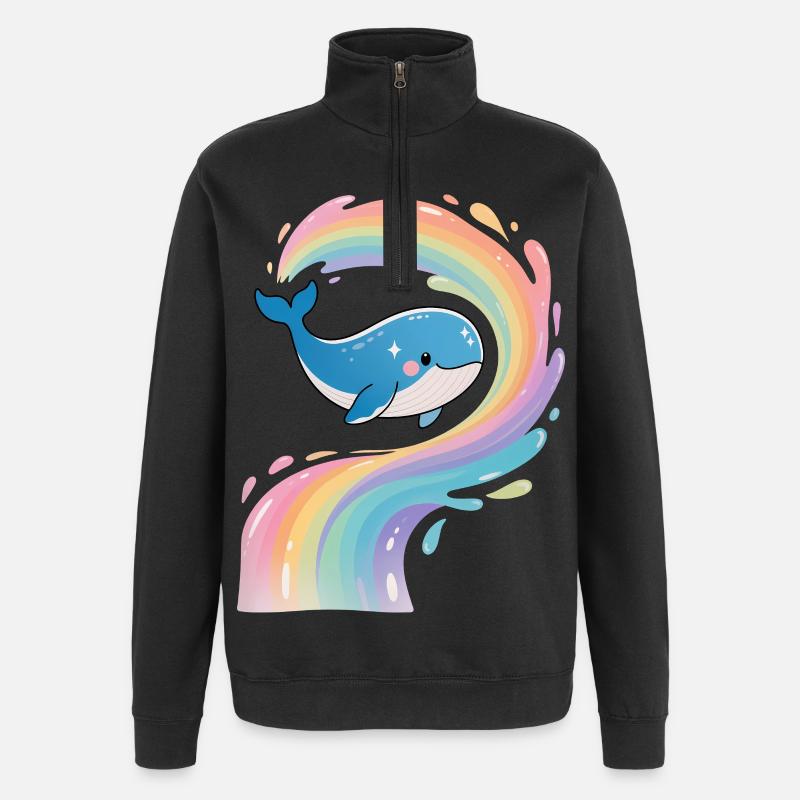 🐳 Regenbogenwal - Magisch - Quarter-Zip-Sweatshirt - Schwarz