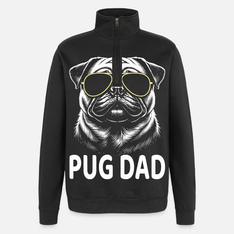 Mops Dad - Quarter-Zip-Sweatshirt - Schwarz