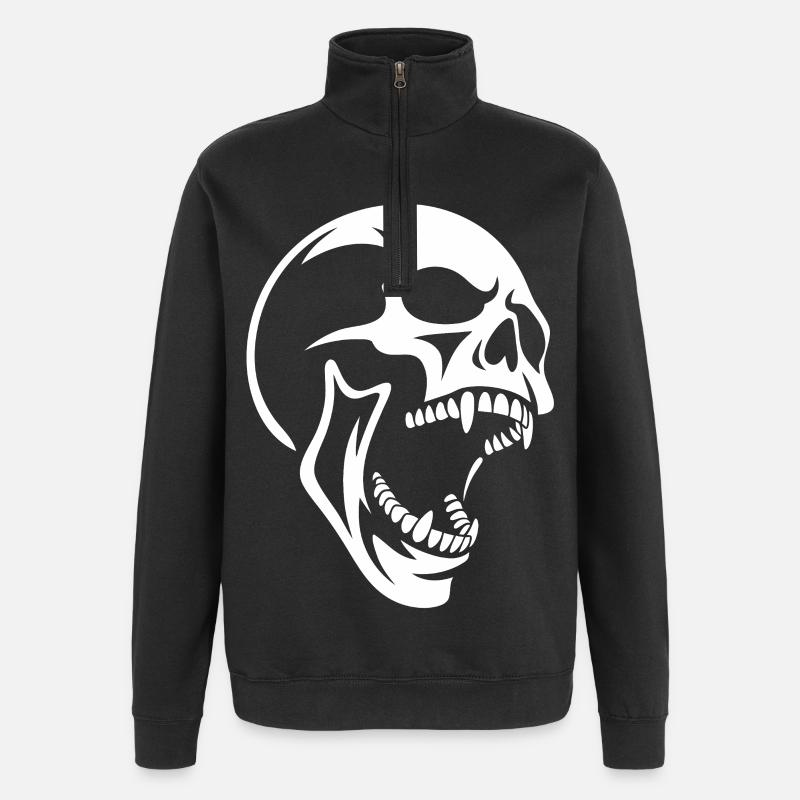 Cri de Crâne Design de Crâne - Sweat à zip 1/4 - noir