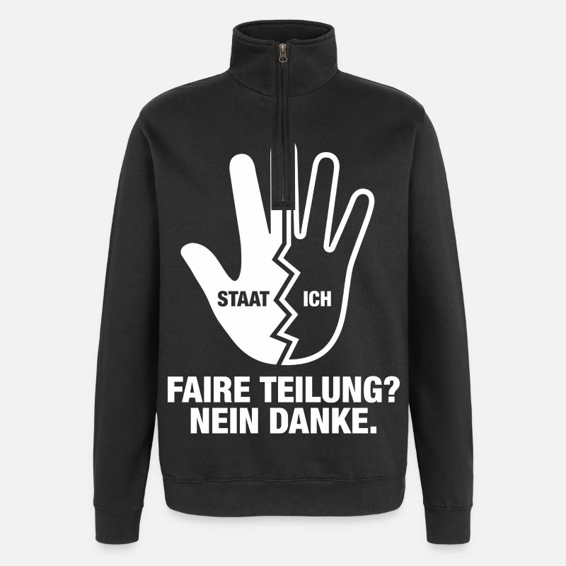 Faire Teilung Nein Danke - Quarter-Zip-Sweatshirt - Schwarz