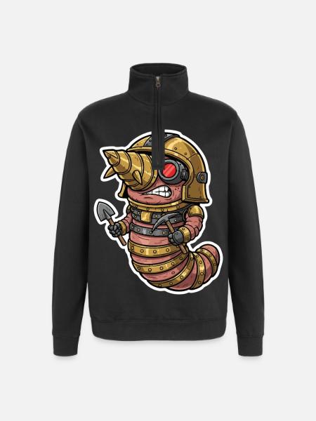 Steampunk Earthworm Drilling and Miner - Quarter-Zip Sweatshirt - black