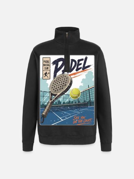Padel Players & Court - Quarter-Zip Sweatshirt - black