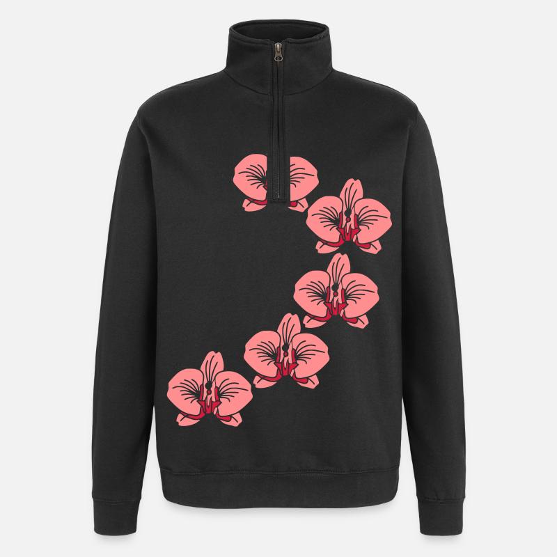 orchidee_2 - Sweat à zip 1/4 - noir