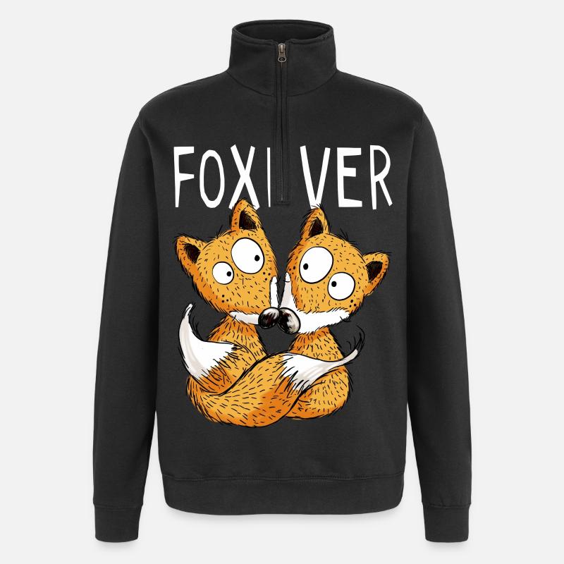 Foxever - Renard - Renards - Cadeau - Sweat à zip 1/4 - noir