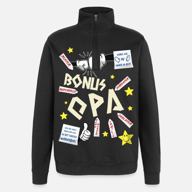 Bonus opa - Quarter-Zip-Sweatshirt - Schwarz