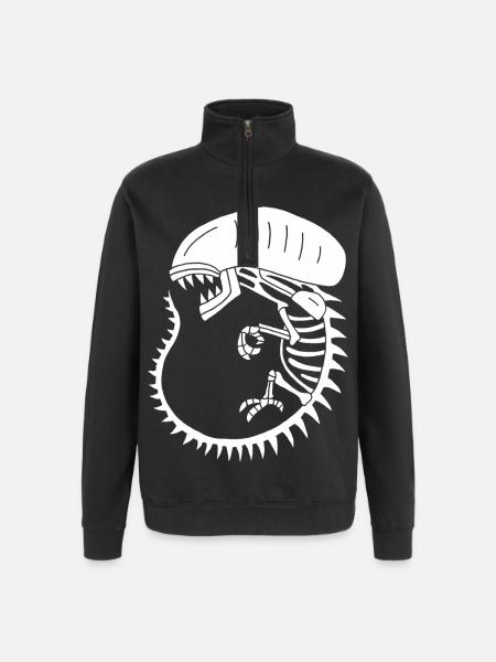 White alien monster skeleton - Quarter-Zip Sweatshirt - black