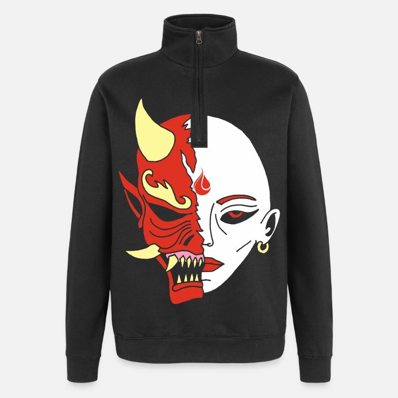 Mensch oder Dämon? - Quarter-Zip-Sweatshirt - Schwarz