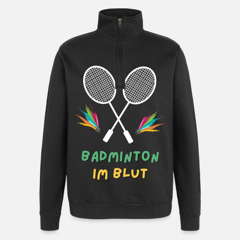 Badminton im Blut - Quarter-Zip-Sweatshirt - Schwarz