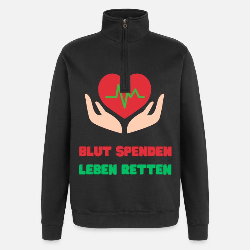 Blut Spenden, Leben Retten - Quarter-Zip-Sweatshirt - Schwarz