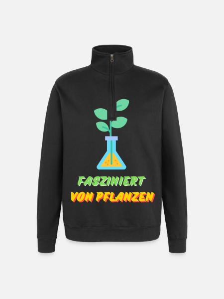 Fasziniert von Pflanzen - Quarter-Zip-Sweatshirt - Schwarz