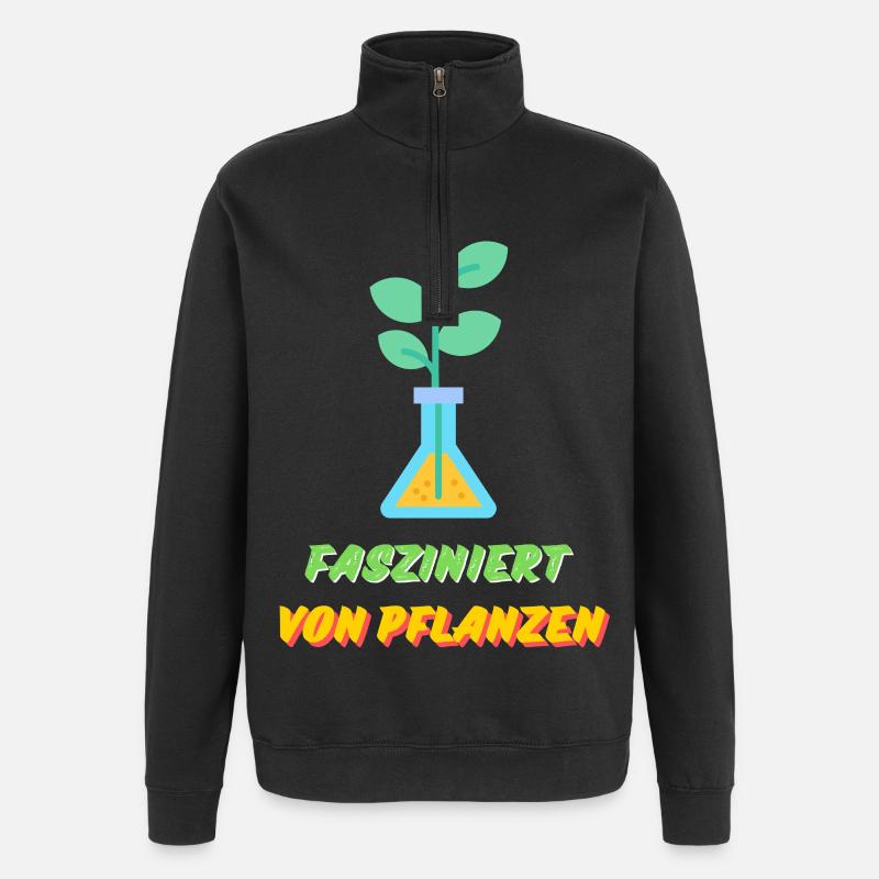 Fasziniert von Pflanzen - Quarter-Zip-Sweatshirt - Schwarz
