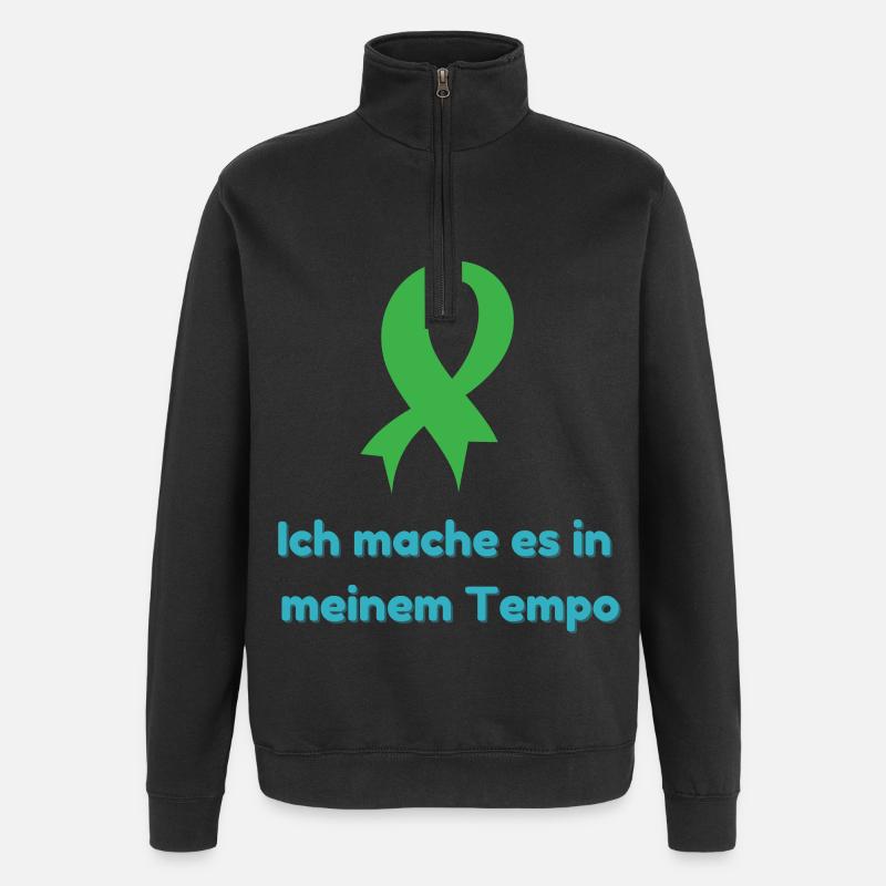 I do it at my pace - Quarter-Zip Sweatshirt - black