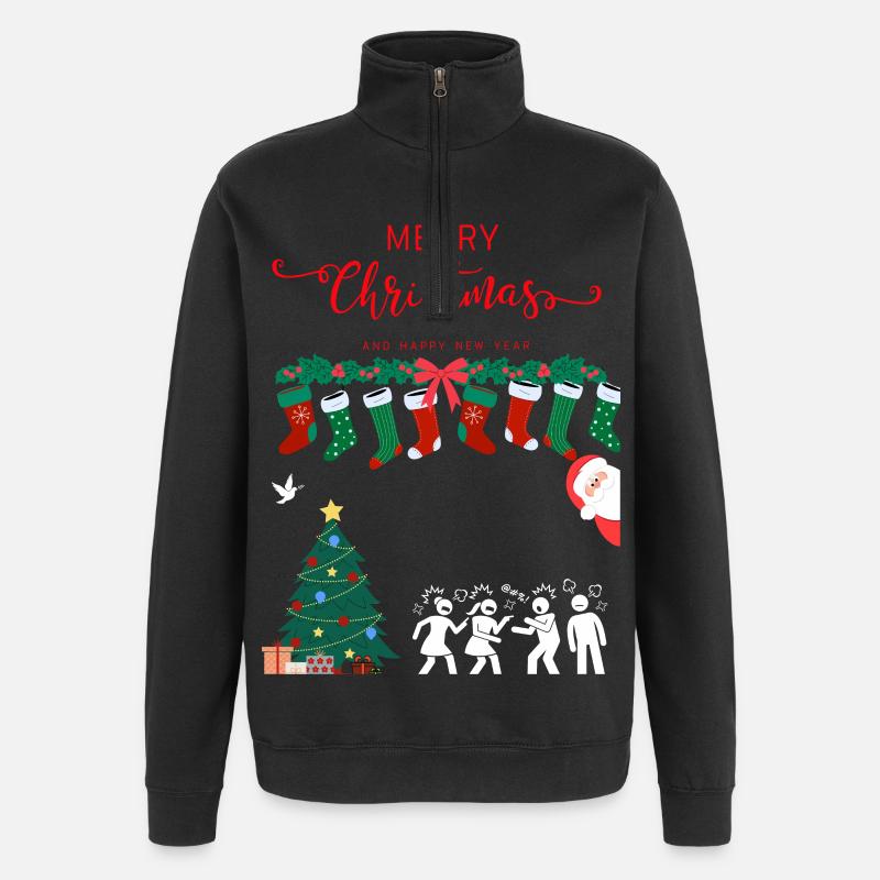 Glædelig jul - Sweatshirt med 1/4 lynlås - sort