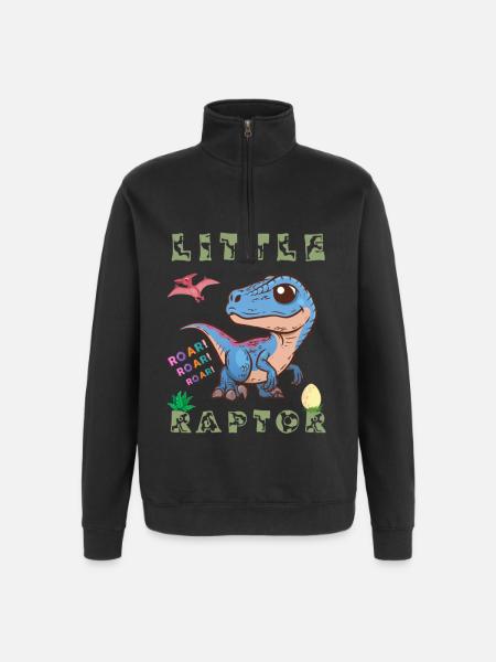prehistoric dinosaur carnivorous raptor cretaceous - Quarter-Zip Sweatshirt - black