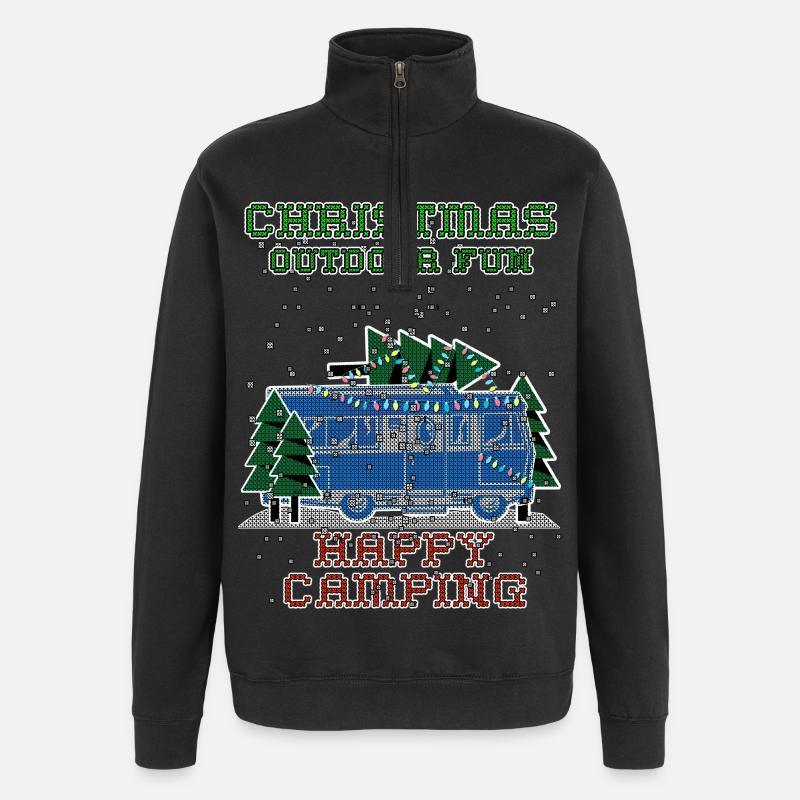christmas Camping - Quarter-Zip-Sweatshirt - Schwarz
