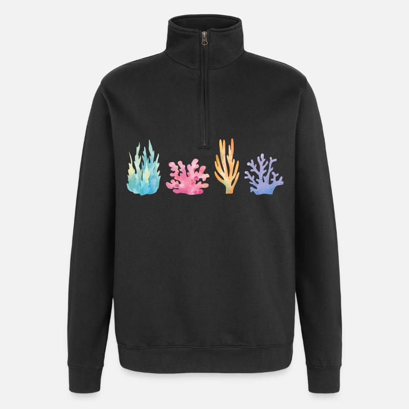 Vibranter Korallenriff - Quarter-Zip-Sweatshirt - Schwarz