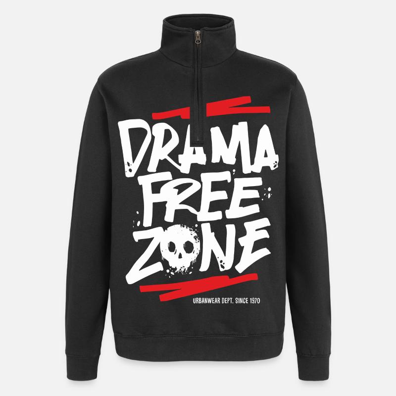drama_queen_free_zone_skull - Sweat à zip 1/4 - noir