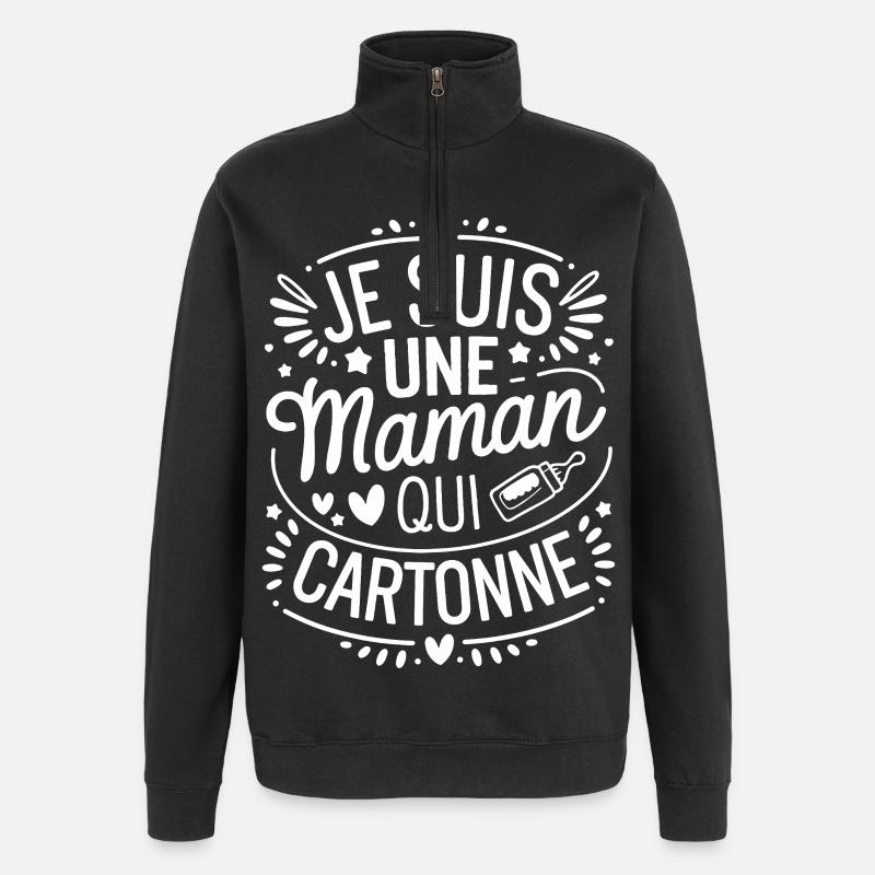 Ich bin eine erfolgreiche Mutter - Quarter-Zip-Sweatshirt - Schwarz