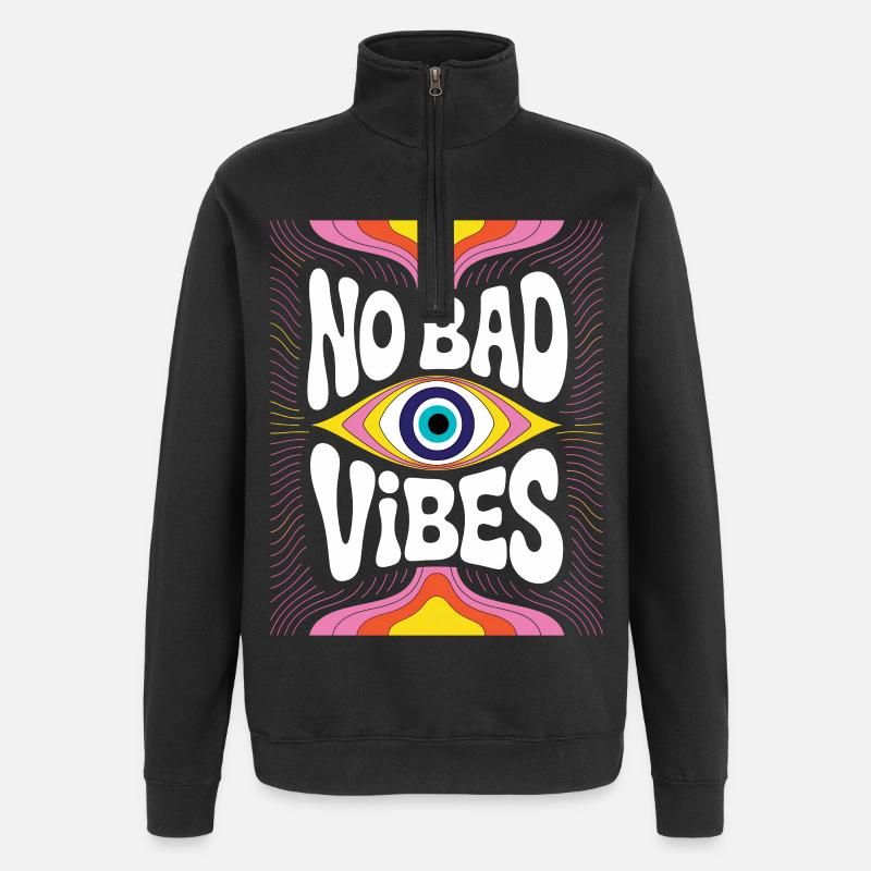 No Bad Vibes Eye Psychedelia - Quarter-Zip Sweatshirt - black