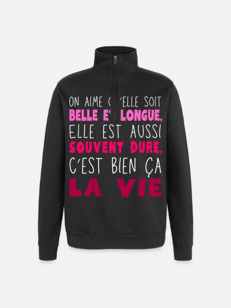 Schönes und langes Leben - Quarter-Zip-Sweatshirt - Schwarz