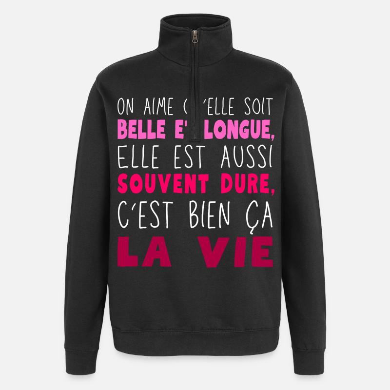 Schönes und langes Leben - Quarter-Zip-Sweatshirt - Schwarz