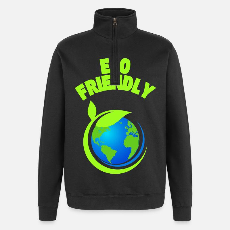 Graphique Éco Leaf Earth - Sweat à zip 1/4 - noir