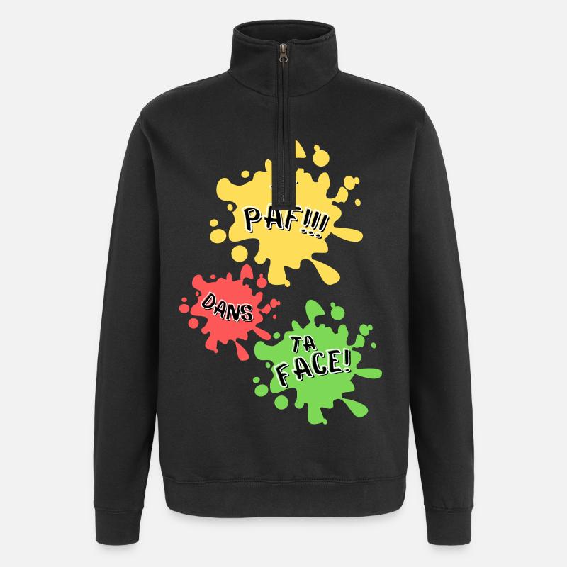 Paf, dans ta face! - Sweat à zip 1/4 - noir