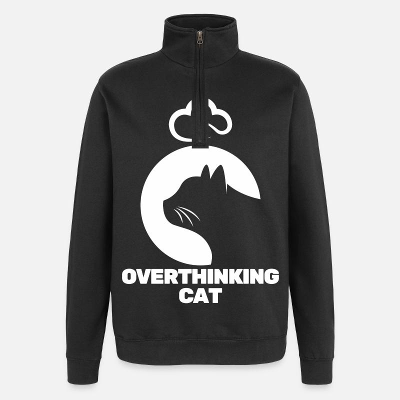 Chat Pensif - Sweat à zip 1/4 - noir