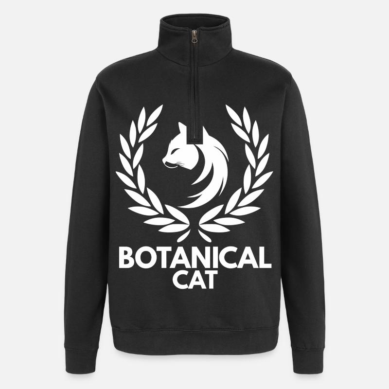 Botanische Katze - Quarter-Zip-Sweatshirt - Schwarz