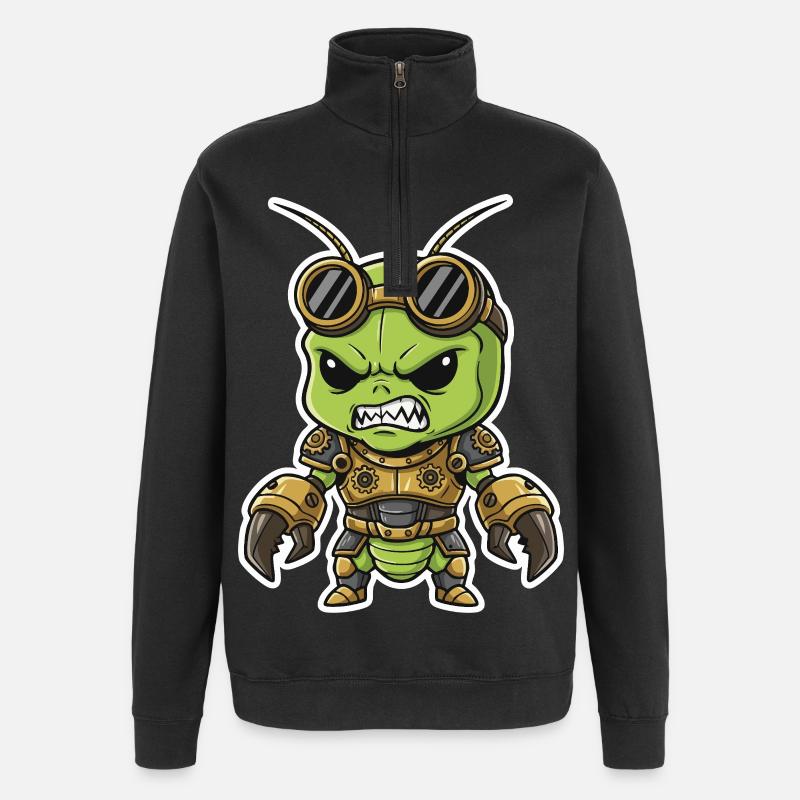 Extraterrestre Steampunk Guerrier Armure Laiton - Sweat à zip 1/4 - noir