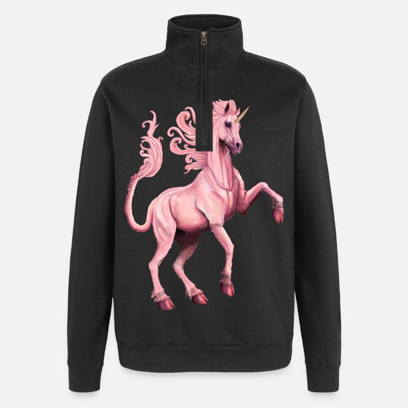 rosa Einhorn - Quarter-Zip-Sweatshirt - Schwarz