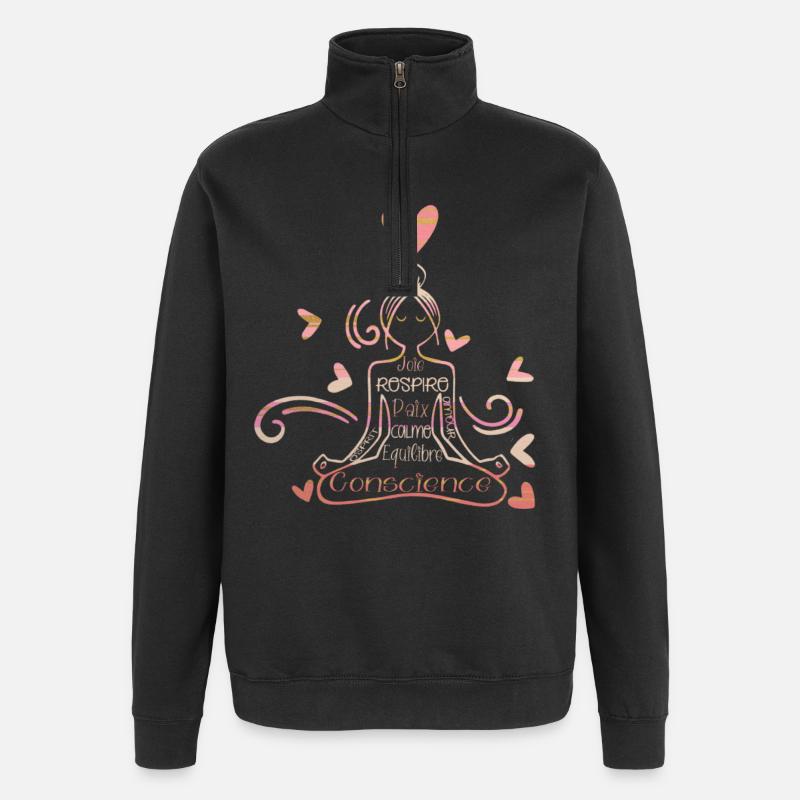 Conscience Zen Cœur Pastel - Sweat à zip 1/4 - noir