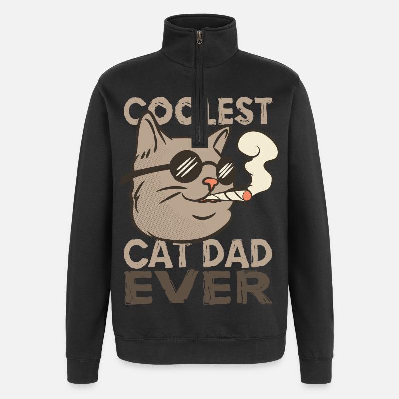 Cat Dad - Quarter-Zip Sweatshirt - black