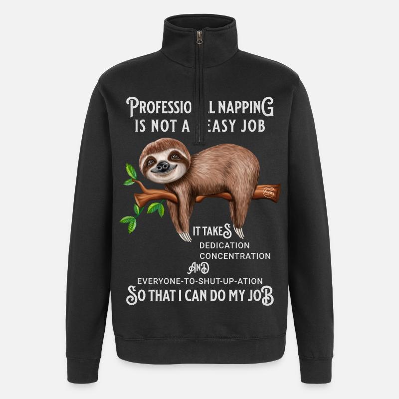 Faultier Witziger Spruch Bürohumor - Quarter-Zip-Sweatshirt - Schwarz