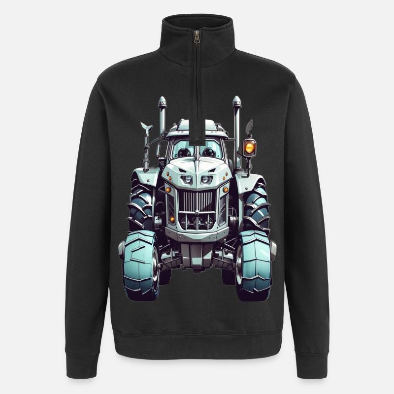 Tractor with eyes - Quarter-Zip Sweatshirt - black