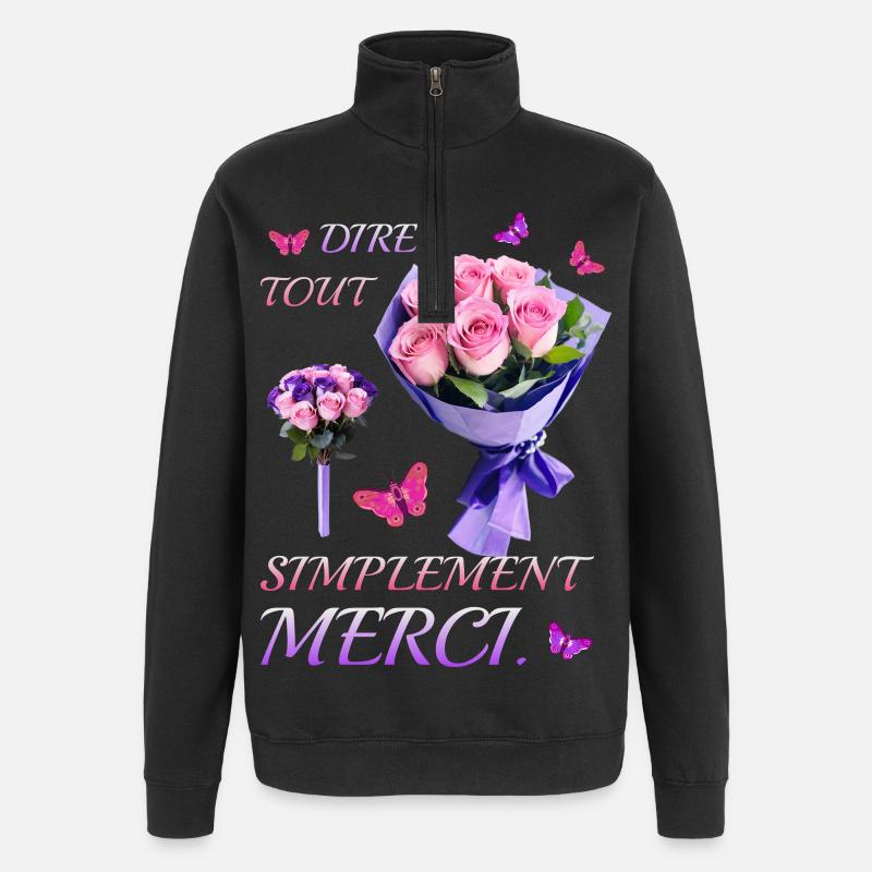 Dites simplement merci. - Sweat à zip 1/4 - noir