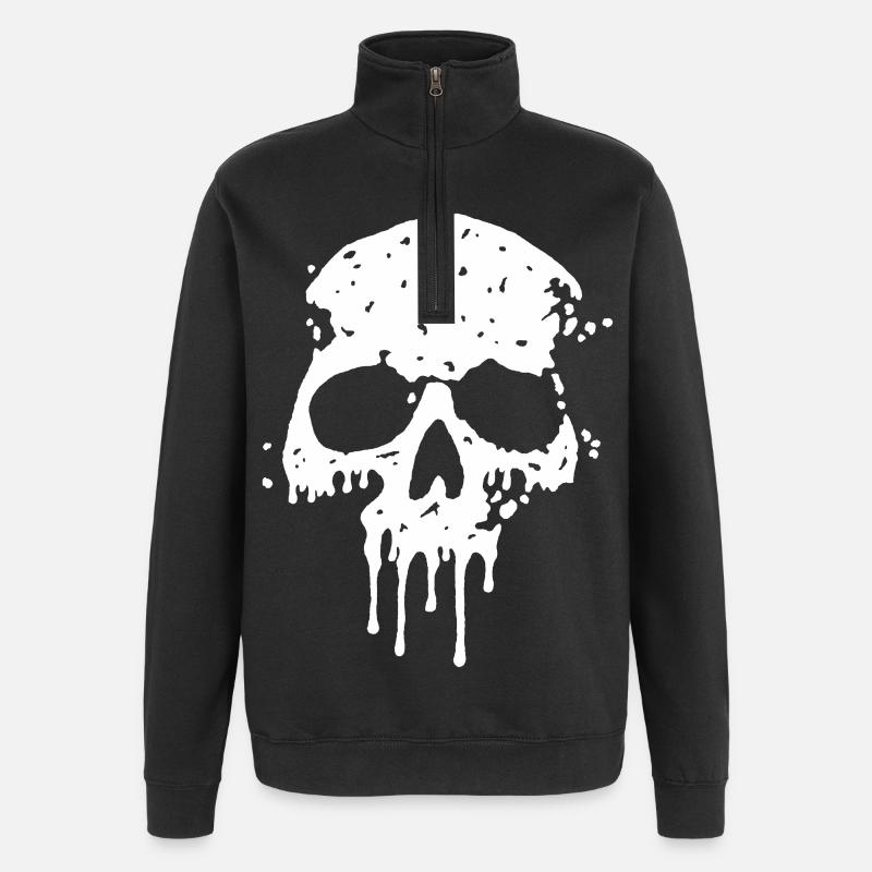Crâne graffiti - Sweat à zip 1/4 - noir